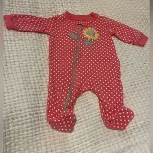 Pink polka dot infant girl sleeper outfit